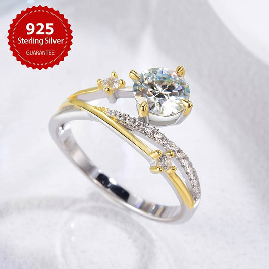 خاتم خطوبة فاخر للسيدات، مصنوع من فضة استرلينية 925 - Ebuy.sa